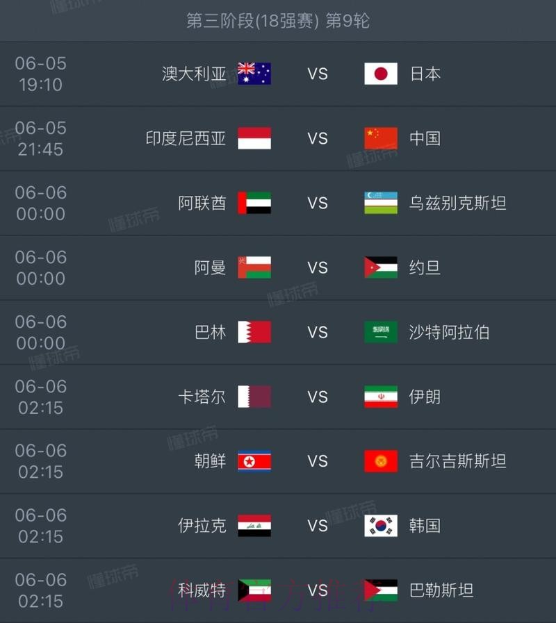 2026世界杯每日赛程一览